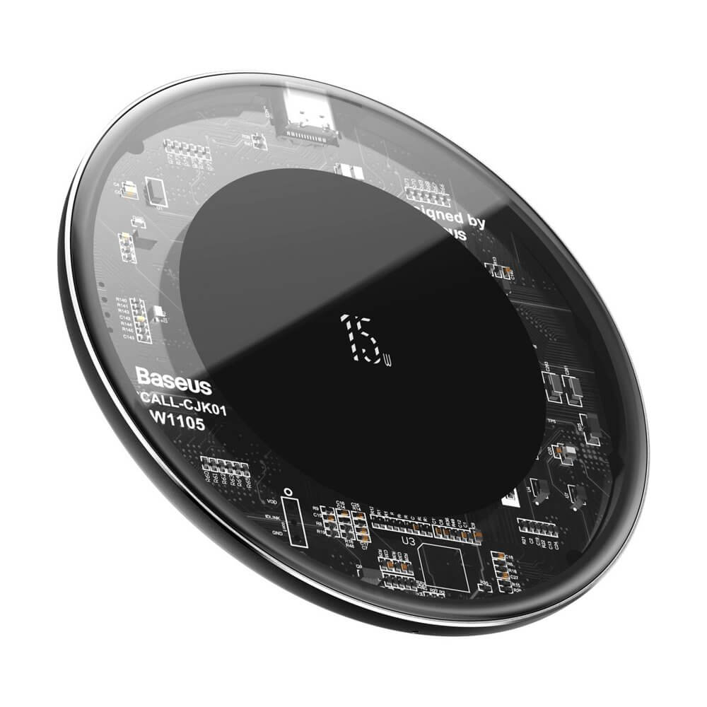 Tvrdene skla - Baseus Simple bezdrôtová nabíjačka 15W (verzia s Type-C konektorom) transparentná