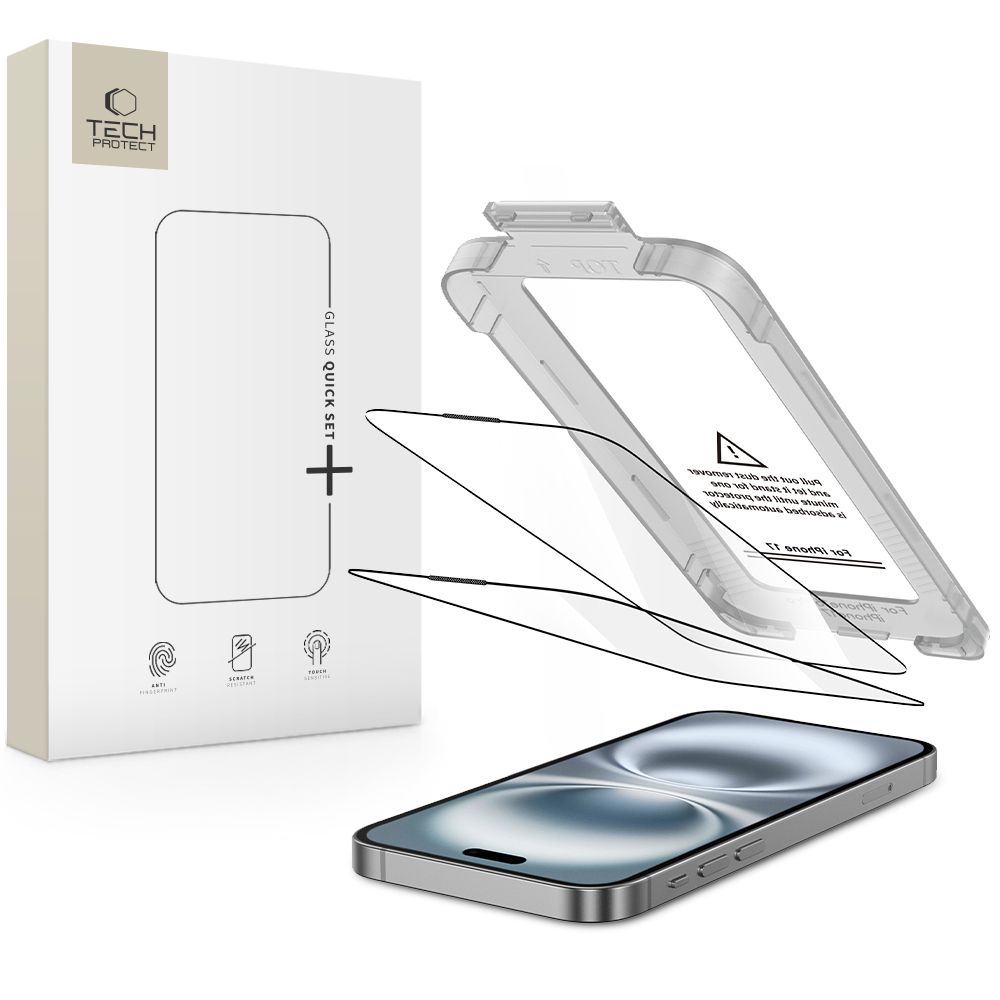E-shop TECH-PROTECT QUICK SET+ 2-PACK 3D Ochranné sklo Apple iPhone 17 BLACK
