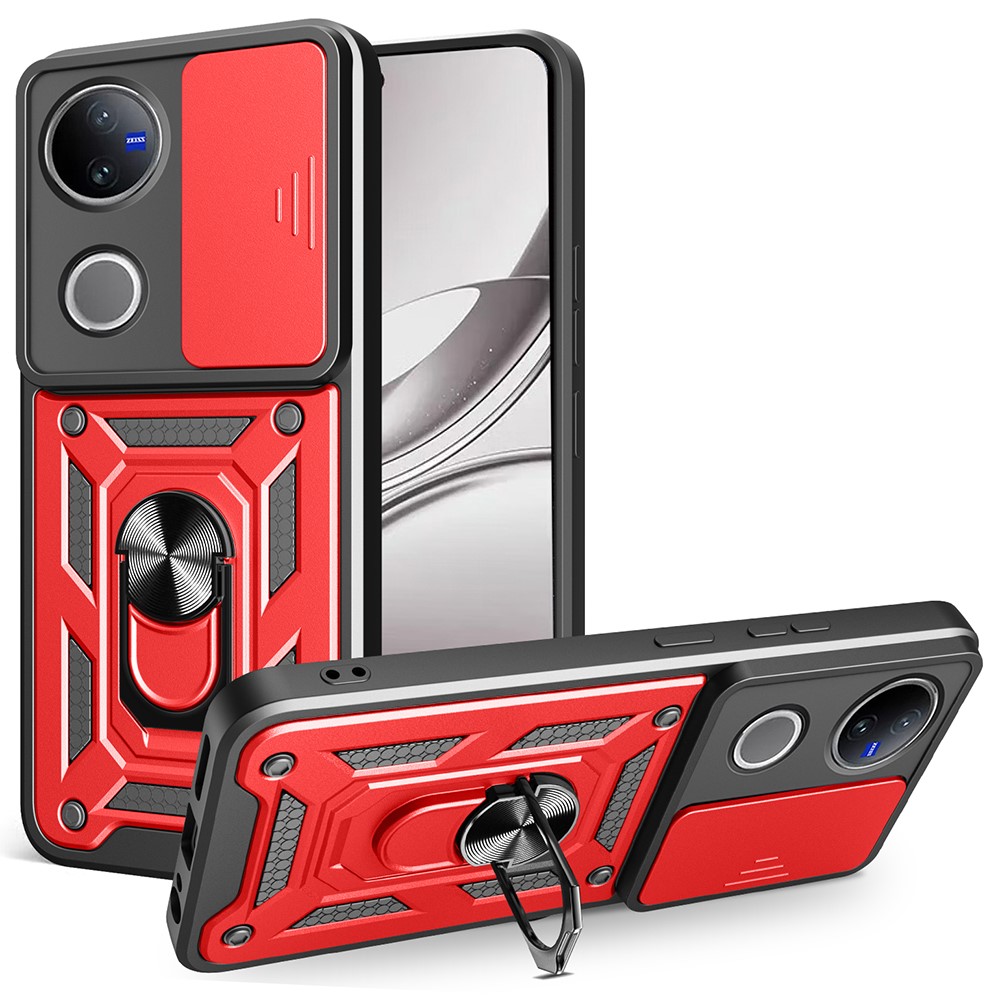 E-shop RING CAMERA Kryt s držiakom pre Vivo V50 5G červený