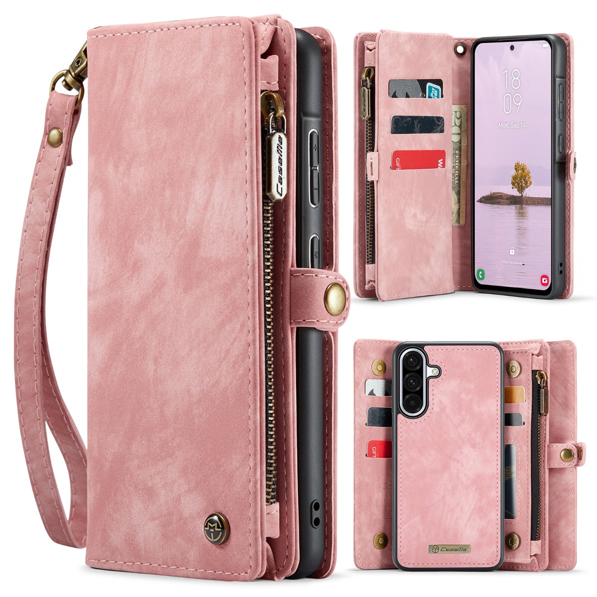E-shop WALLET Ochranný kryt s peňaženkou 2v1 pre Samsung Galaxy A17 / A17 5G ružový