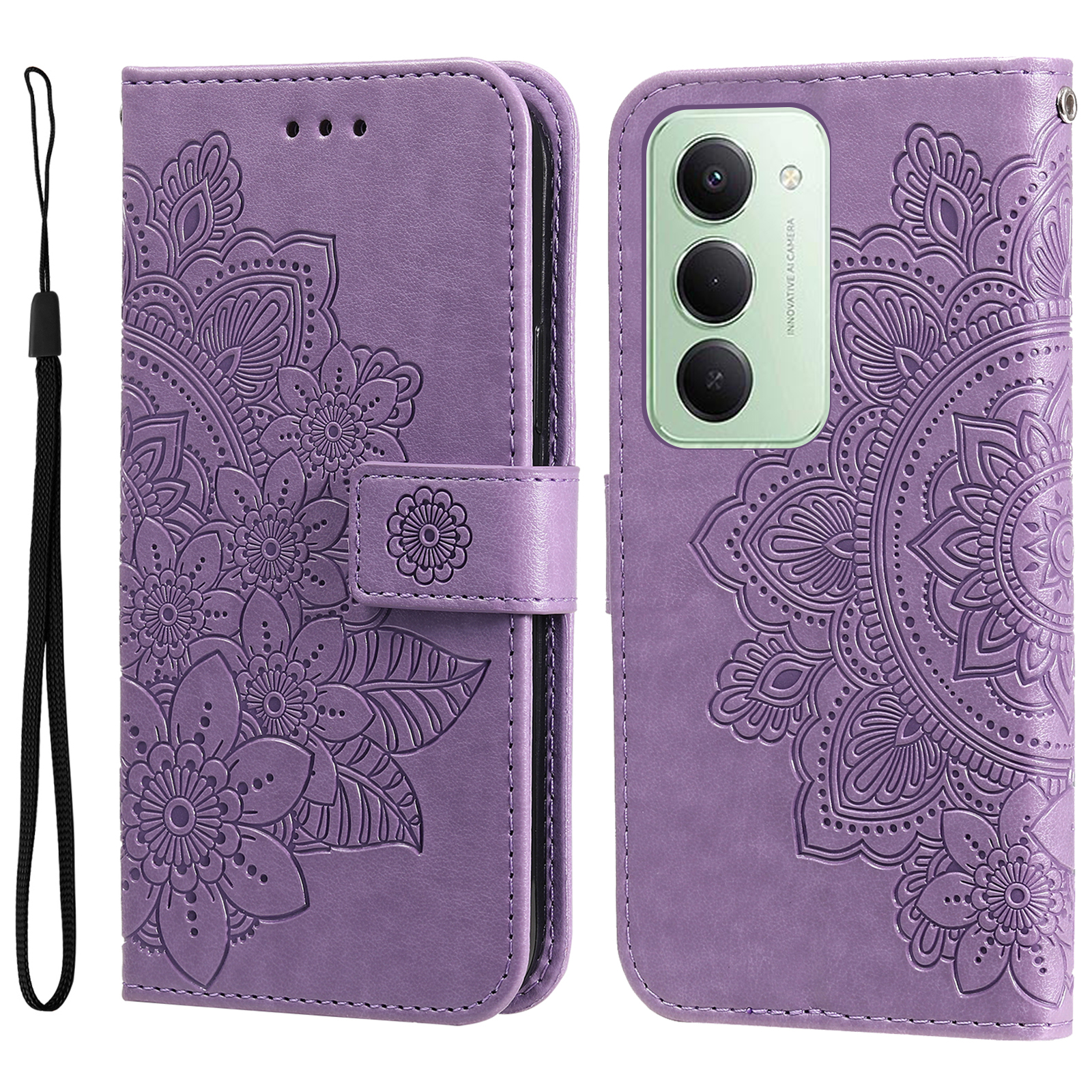 E-shop ART MANDALA Peňaženkový obal s remienkom pre Xiaomi Redmi 15 / Redmi 15 5G fialový