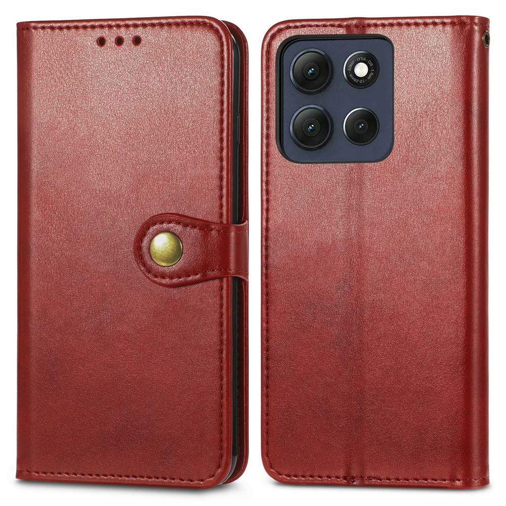 E-shop LEATHER BUCKLE Peňaženkový obal pre Motorola Moto G86 Power 5G červený