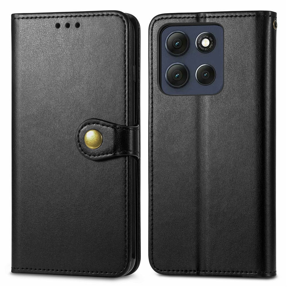 E-shop LEATHER BUCKLE Peňaženkový obal pre Motorola Moto G86 Power 5G čierny