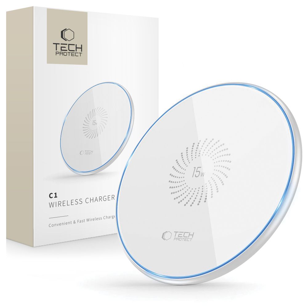 E-shop TECH-PROTECT QI 15W-C1 Bezdrôtová nabíjačka 15W biela