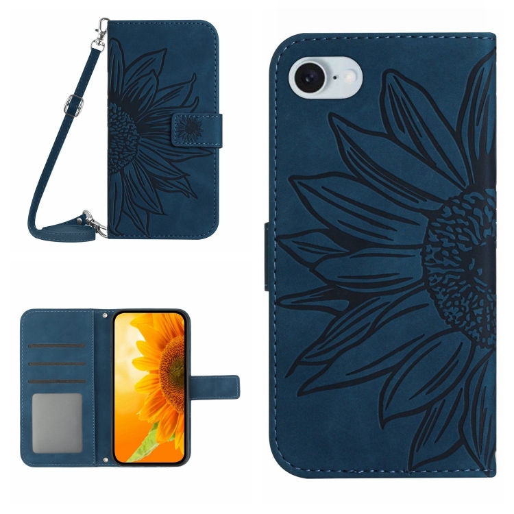 E-shop ART SUNFLOWER Peňaženkový obal so šnúrkou pre Apple iPhone 16e / iPhone 17e modrý