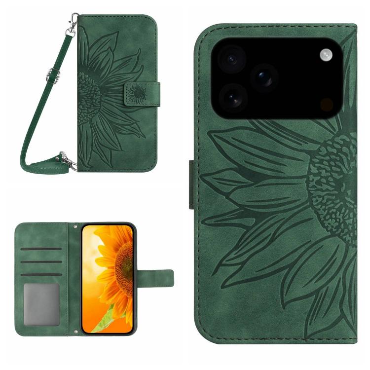 E-shop ART SUNFLOWER Peňaženkový kryt so šnúrkou pre Apple iPhone 17 Pro Max zelený