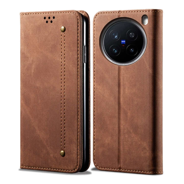 E-shop DENIM Peňaženkový kryt pre Vivo X200 Pro 5G hnedý