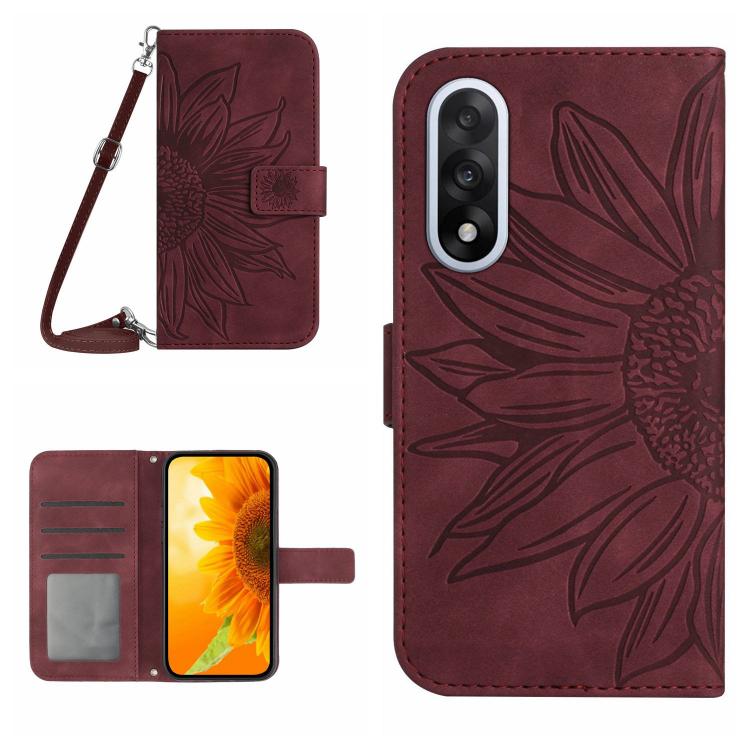 E-shop ART SUNFLOWER Peňaženkový kryt so šnúrkou pre OnePlus Nord 5 5G bordový