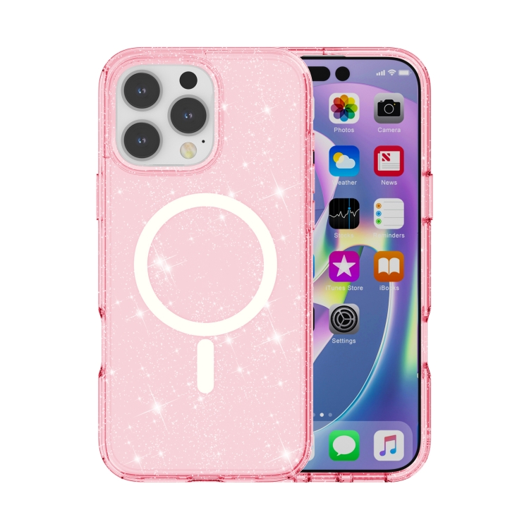 E-shop GLITTER MAGSAFE Ochranný kryt pre Apple iPhone 16 Pro Max ružový