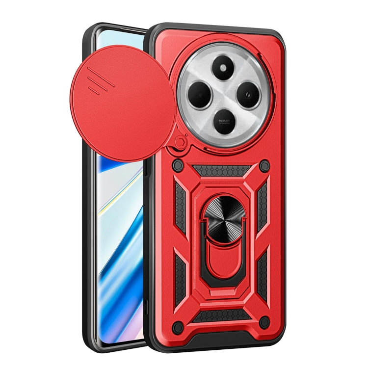 E-shop RING CAMERA Kryt s držiakom pre Xiaomi Redmi 14C / Poco C75 červený