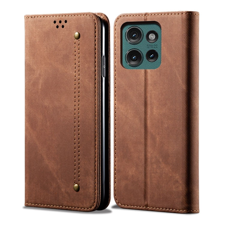E-shop DENIM Peňaženkový kryt pre Motorola Edge 50 hnedý