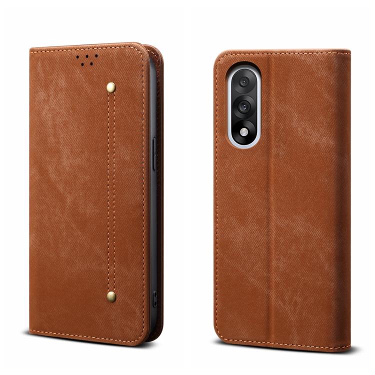 E-shop DENIM Peňaženkový kryt pre OnePlus Nord 5 5G hnedý