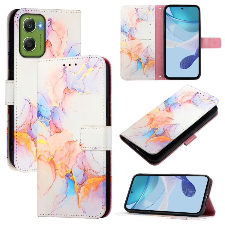 E-shop ART MARBLE Peňaženkový kryt pre Motorola Moto G06 / G06 Power WHITE ORANGE
