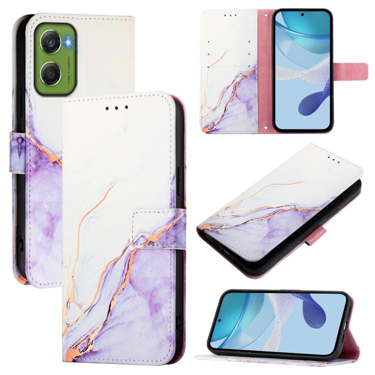 E-shop ART MARBLE Peňaženkový kryt pre Motorola Moto G06 / G06 Power WHITE PURPLE