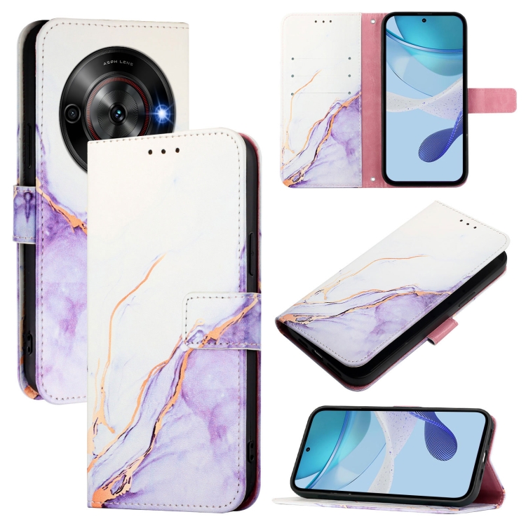 E-shop ART MARBLE Peňaženkový kryt pre ZTE Blade A75 5G / Nubia Focus 5G WHITE PURPLE