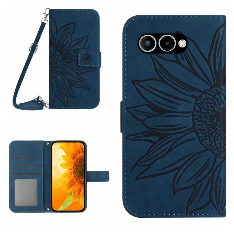 E-shop ART SUNFLOWER Peňaženkový kryt so šnúrkou pre T Phone 3 modrý