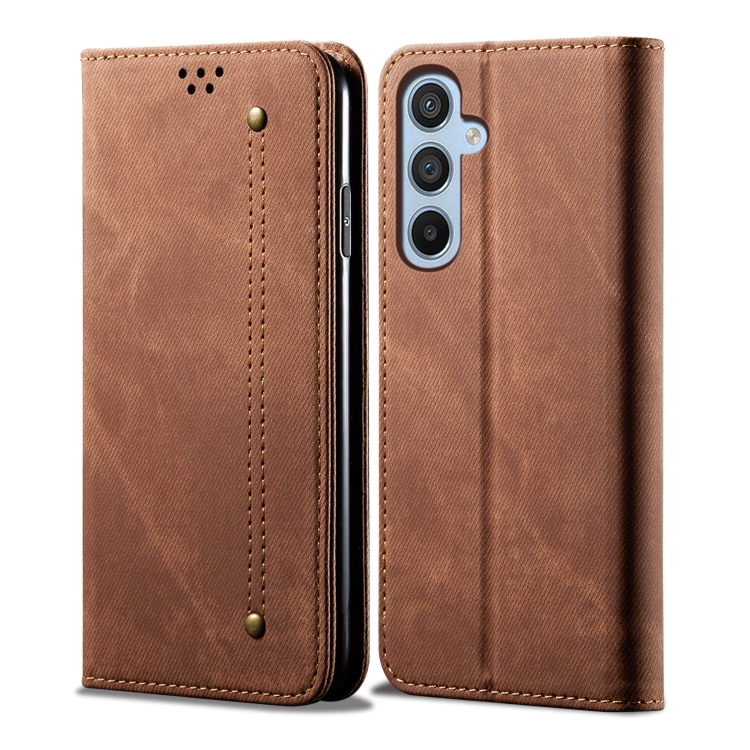 E-shop DENIM Peňaženkov0ý kryt pre Samsung Galaxy S25+ 5G hnedý