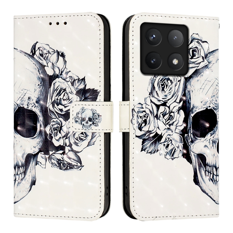 E-shop ART Peňaženkový kryt pre Xiaomi 14T SKULL