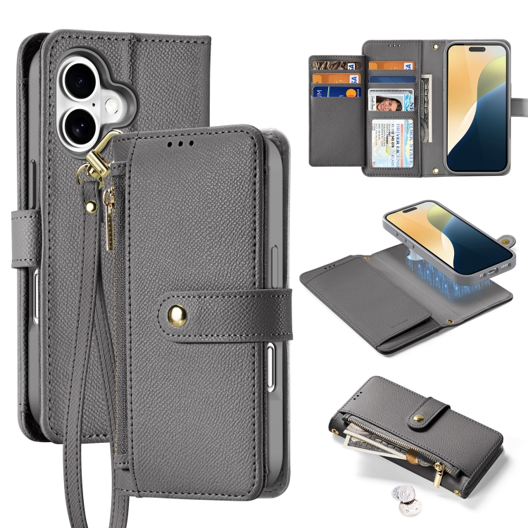 E-shop DUX LAWA Ochranný kryt a peňaženkové puzdro 2v1 Apple iPhone 16 Plus šedý