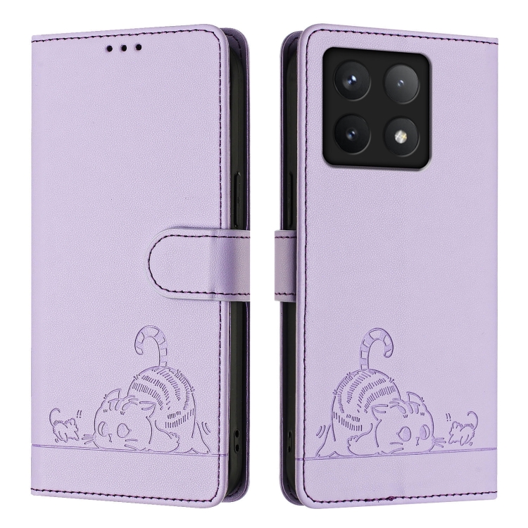 E-shop ART CAT Peňaženkový obal s remienkom pre Xiaomi 14T fialový
