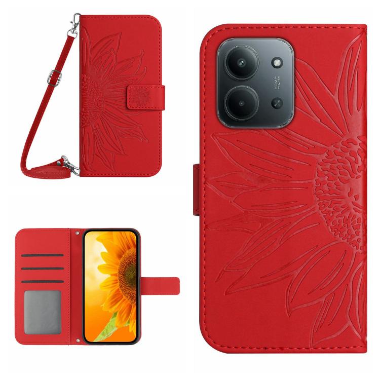 E-shop ART SUNFLOWER Peňaženkový kryt so šnúrkou pre Xiaomi Redmi 15C / Redmi 15C 5G červený