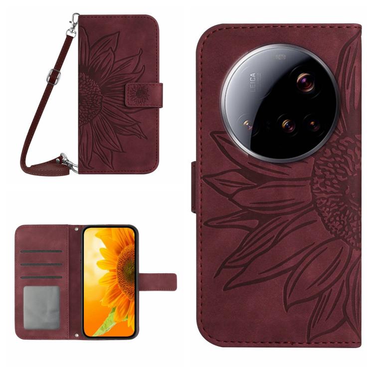 E-shop ART SUNFLOWER Peňaženkový obal so šnúrkou pre Xiaomi 15 Ultra bordový