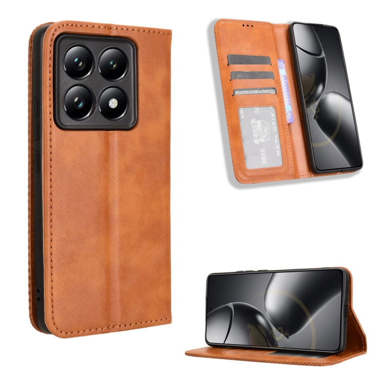 E-shop BUSINESS Peňaženkový kryt pre Xiaomi 14T Pro hnedý