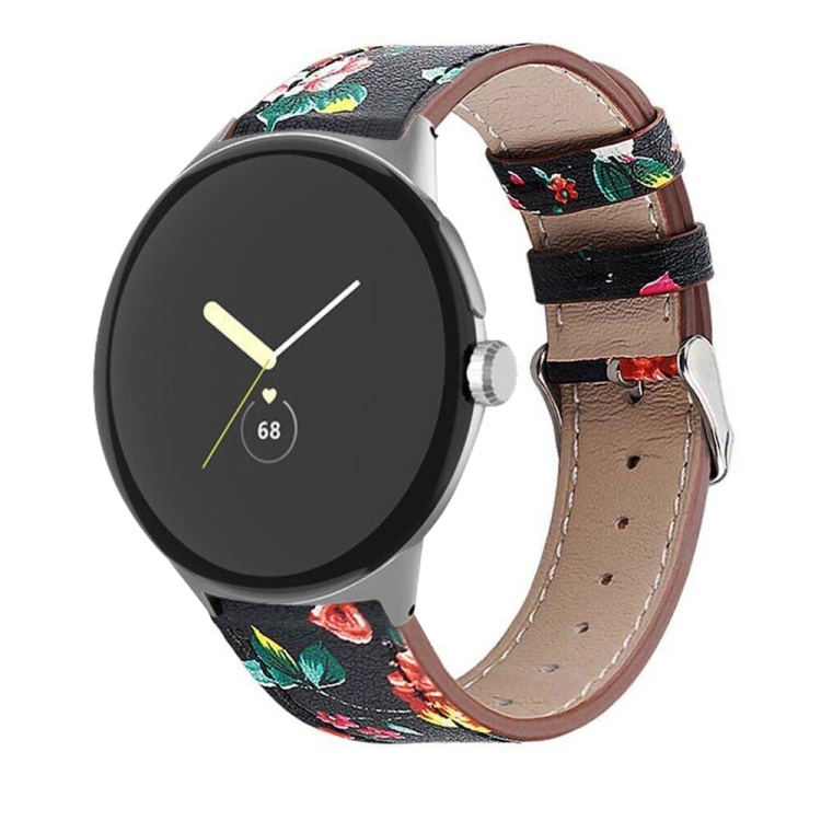 E-shop LEATHER Kožený remienok pre Google Pixel Watch 4 45mm / Pixel Watch 3 45mm RED FLOWER
