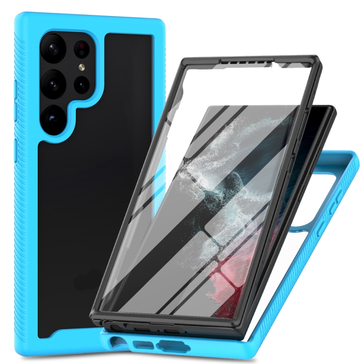 E-shop DUAL Obojstranný kryt s fóliou Samsung Galaxy S24 Ultra 5G svetlomodrý