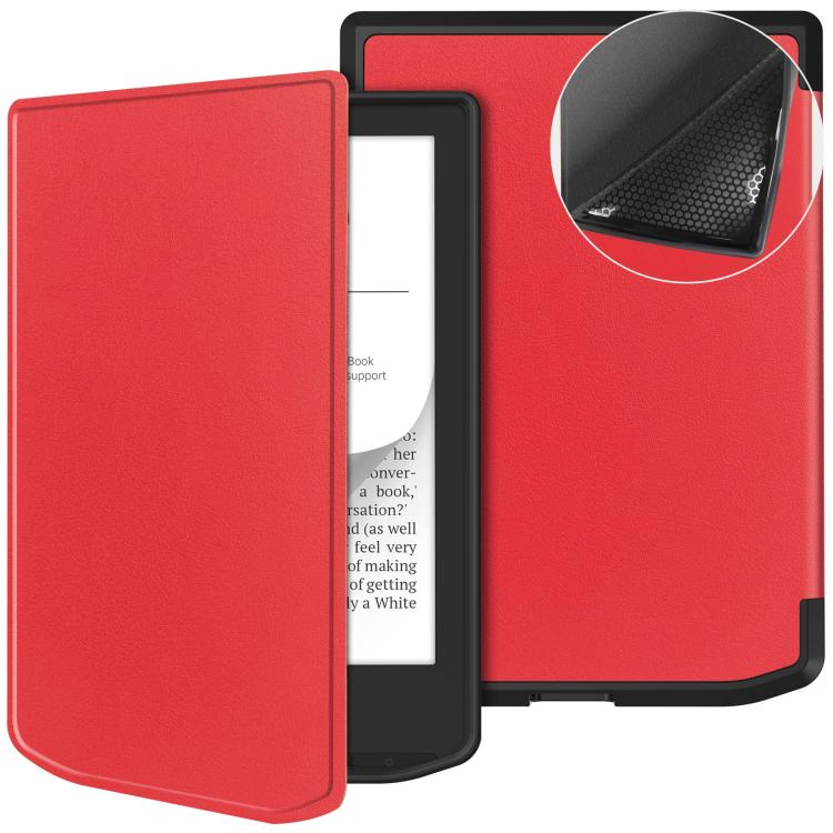 E-shop LEATHER Zaklápací kryt pre PocketBook 619 Verse Lite červený