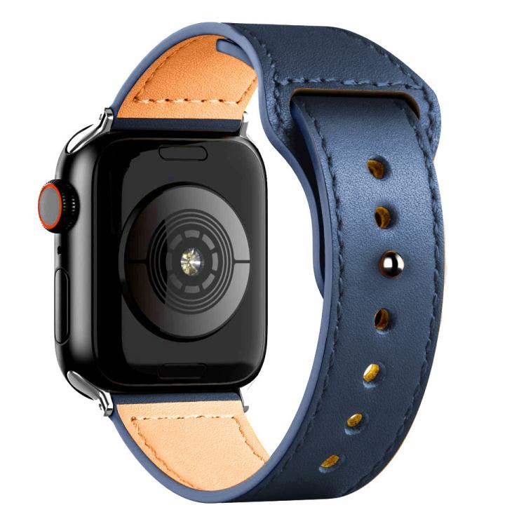 E-shop REVERSA Kožený remienok pre Apple Watch 38 / 40 / 41 / Apple Watch 10 / 11 42mm modrý