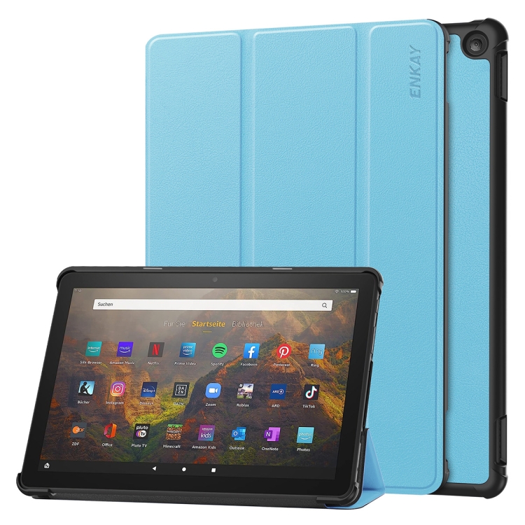 E-shop ENKAY LEATHER Zaklápací kryt pre Amazon Fire HD 10 (2023) svetlomodrý