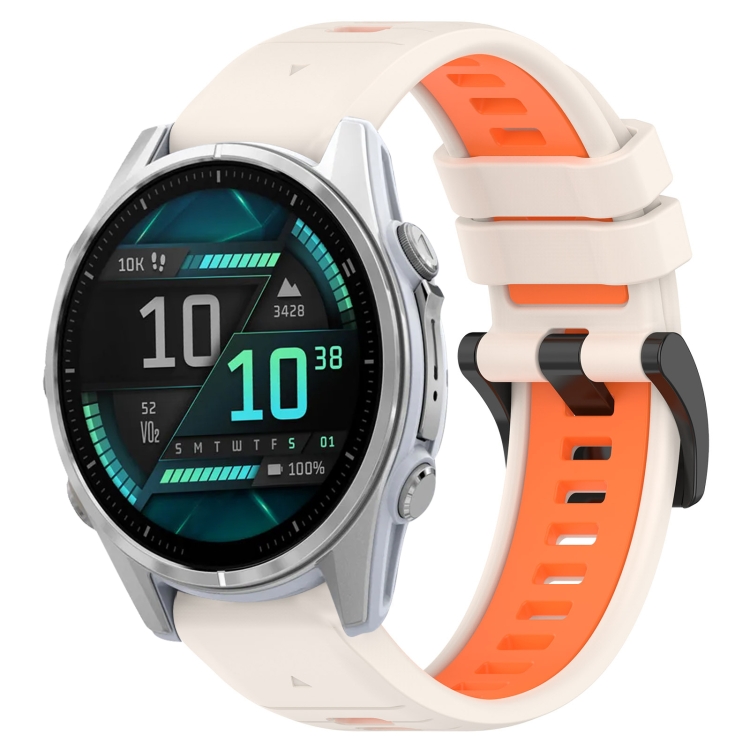 E-shop SPORTY Vymeniteľný silikónový remienok Garmin Fenix 8 43mm béžová-oranžová