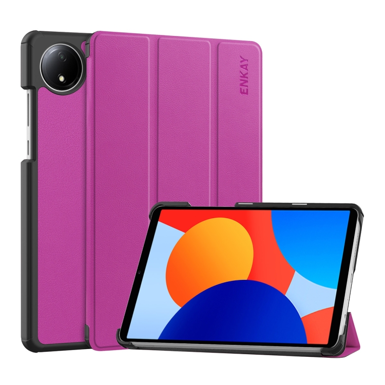 E-shop ENKAY LEATHER Zaklápací obal pre Xiaomi Redmi Pad SE 8.7 fialový