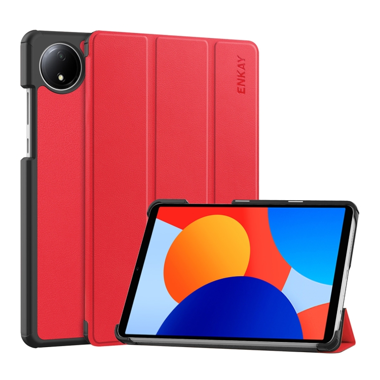 E-shop ENKAY LEATHER Zaklápací obal pre Xiaomi Redmi Pad SE 8.7 červený