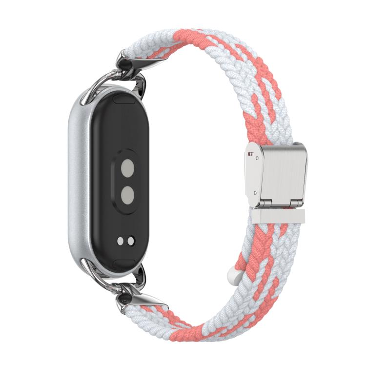 E-shop BRAIDED Nylonový remienok pre Xiaomi Smart Band 10 / 9 / 8 ružovo-biely