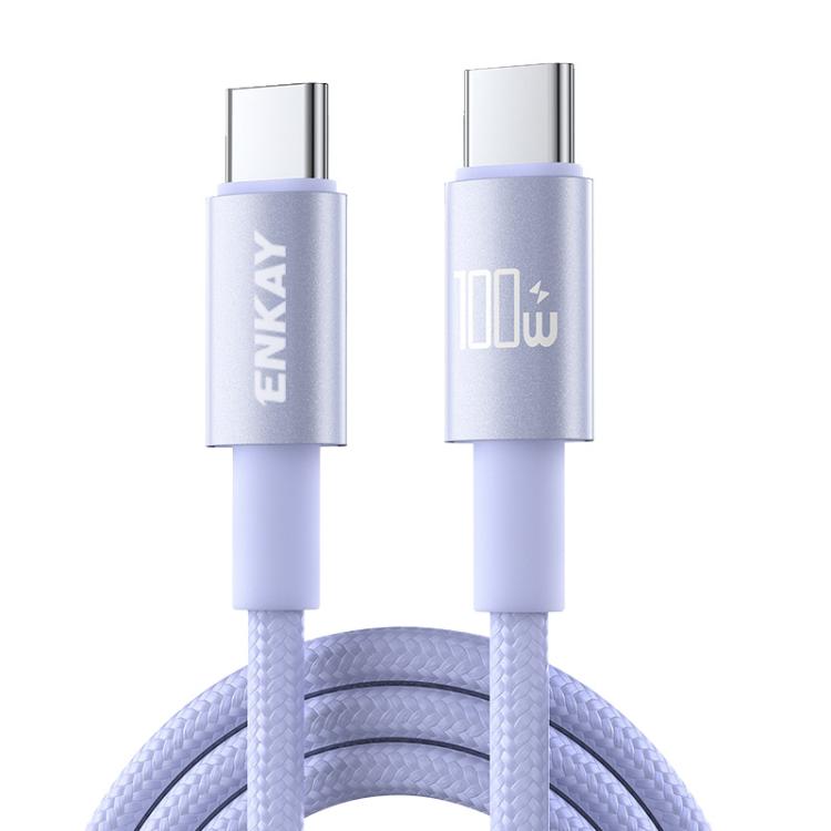 E-shop ENKAY PD100 Rýchlonabíjací USB-C kábel 100W 2m fialový