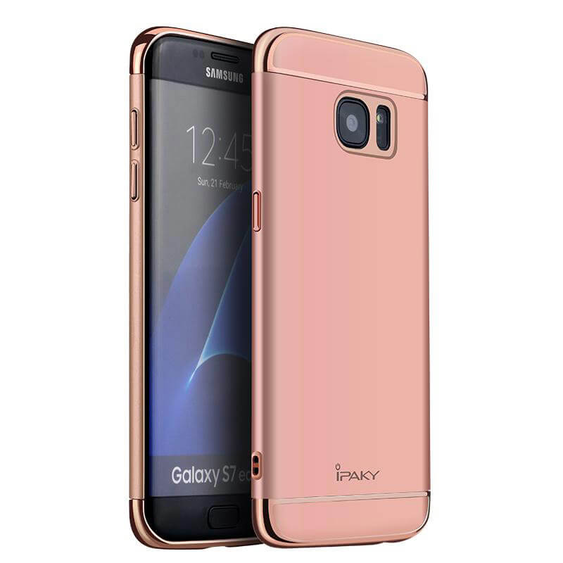 IPAKY 3v1 Ochranný obal Samsung Galaxy S7 Edge ružový