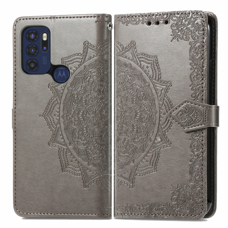 E-shop ART Peňaženkový kryt Motorola Moto G60s ORNAMENT šedý