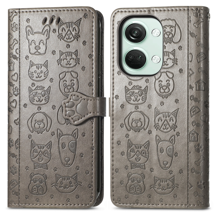 E-shop ART Peňaženkový kryt OnePlus Nord 3 5G ANIMALS šedý