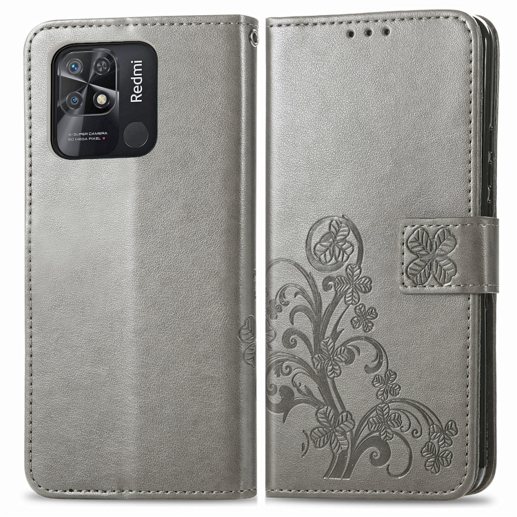 E-shop ART Peňaženkový kryt Xiaomi Redmi 10C FLOWERS šedý