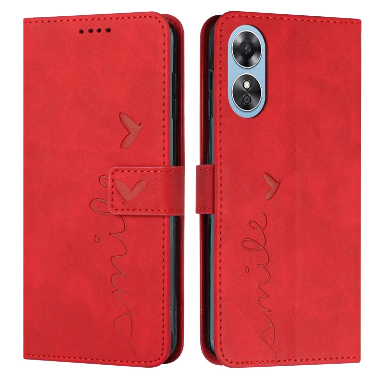E-shop ART SMILE Peňaženkový kryt so šnúrkou Oppo A17 červený
