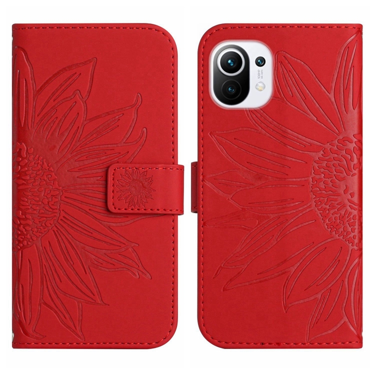 E-shop ART SUNFLOWER Peňaženkové puzdro s remienkom Xiaomi Mi 11 Lite / Mi 11 Lite 5G červené