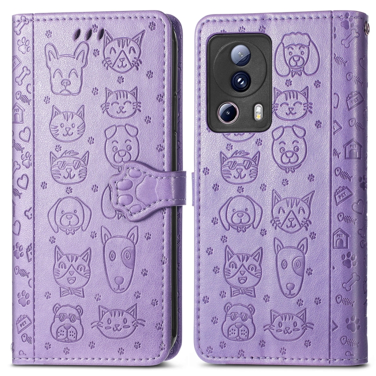 E-shop CUTE CAT Peňaženkový kryt Xiaomi 13 Lite fialový