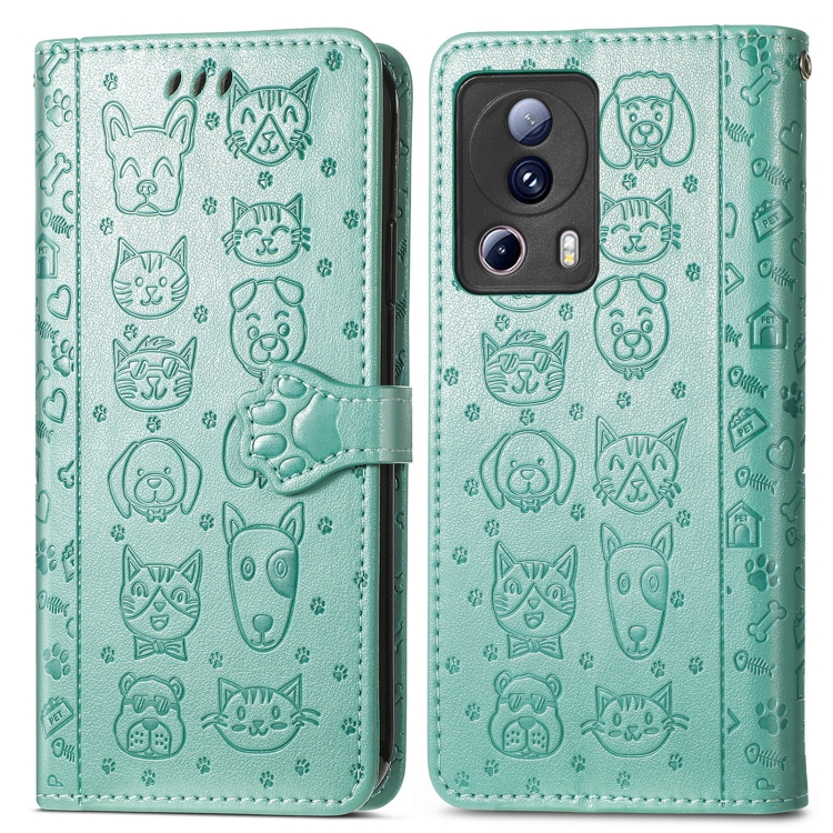 E-shop CUTE CAT Peňaženkový kryt Xiaomi 13 Lite zelený