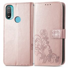 ART Peňaženkový kryt Motorola Moto E20 / E30 / E40 FLOWERS ružovozlatý