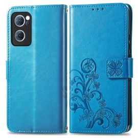 ART Peňaženkový kryt Oppo Reno7 5G FLOWERS modrý