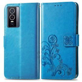 ART Peňaženkový kryt Vivo Y76 5G FLOWERS modrý