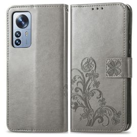 ART Peňaženkový kryt Xiaomi 12 Pro FLOWERS šedý
