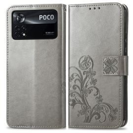 ART Peňaženkový kryt Xiaomi Poco X4 Pro 5G FLOWERS šedý